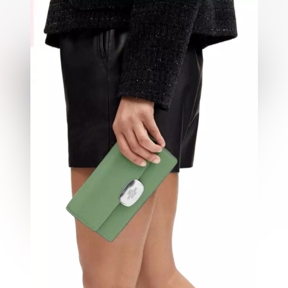 New Coach CP045 Small Eliza Flap Crossbody Leather Soft Green - Picture 3 of 5